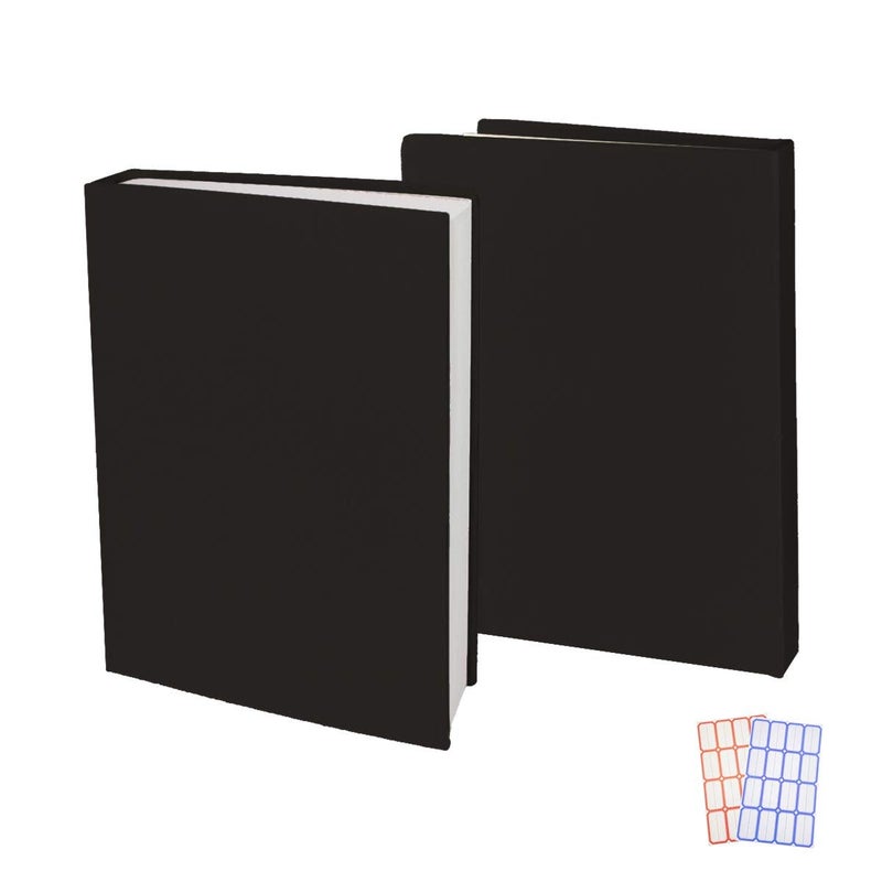 Anseal 2 Pack Stretchable Book Sleeve Covers, for Paperbacks Hardcover Textbooks up to 9" x 12", Office Supplies with Free Sticker Labels (2 Pack, Black) - Image 1